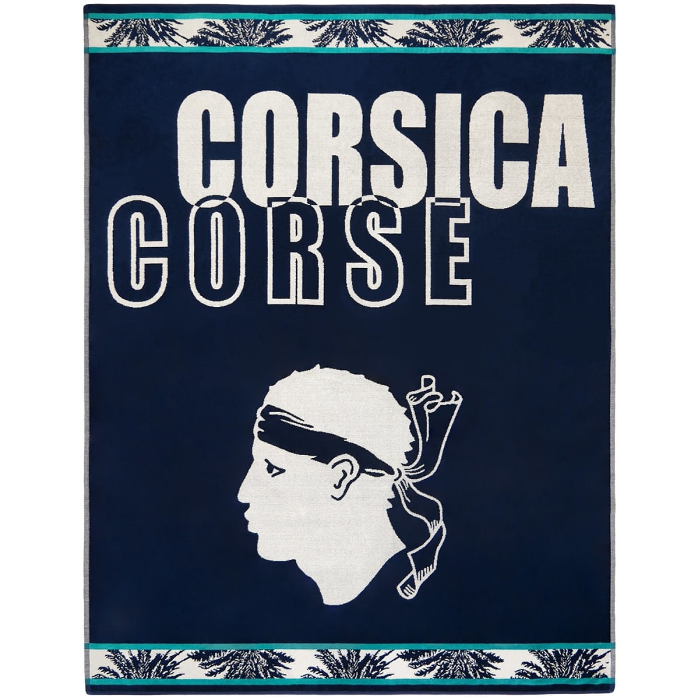 Serviette de plage XL éponge Velours  Bleu marine  Bastia 140x180