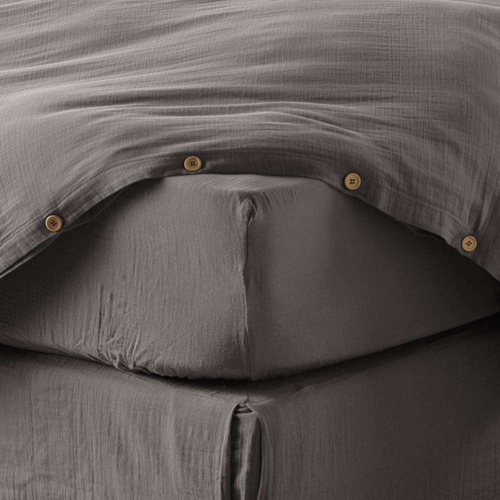 Drap housse gaze de coton unie 200x200 cm — vue 3