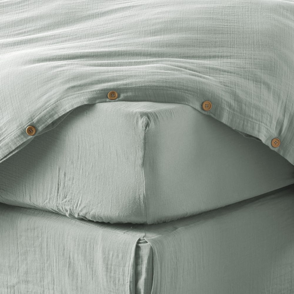Drap housse gaze de coton unie 160x200 cm — vue 3