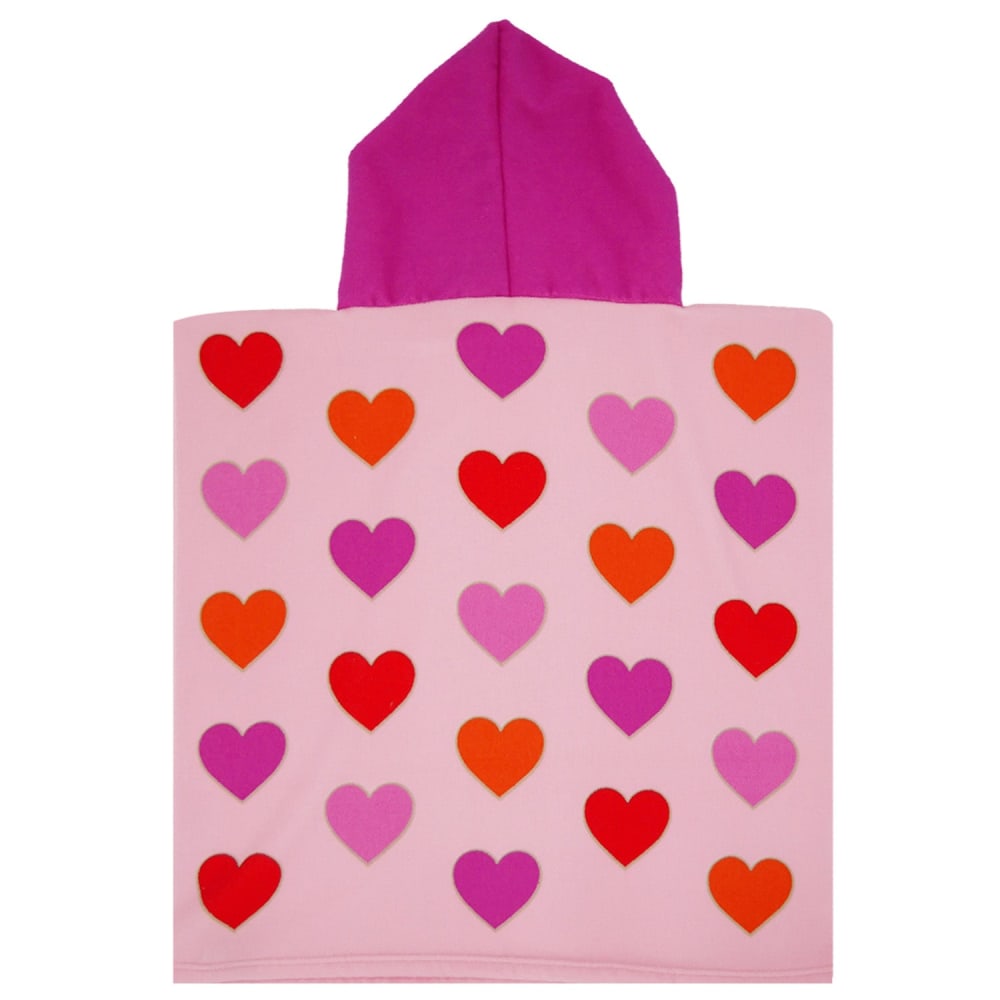 Poncho enfant microfibre Rose Poncho Cœurs 60x60 - Maisons du Monde