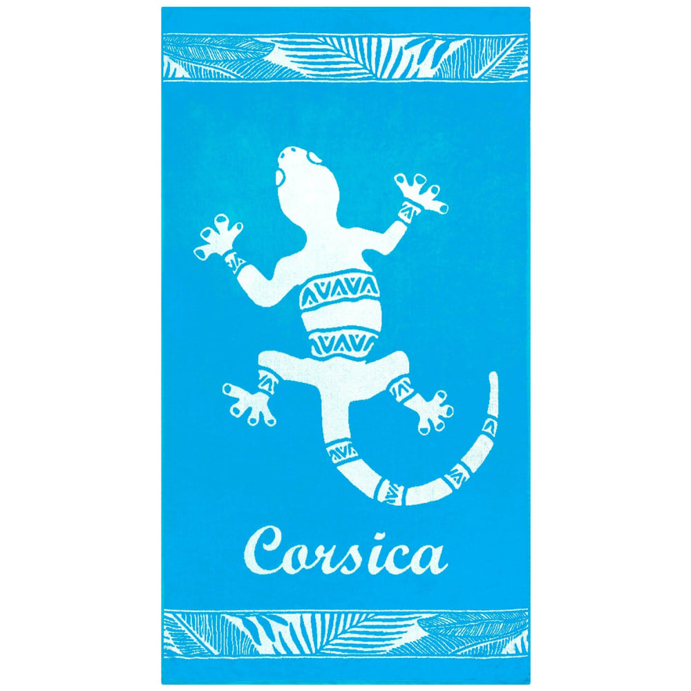 Serviette de plage éponge Velours Jacquard Bleu  Orzu 90x170