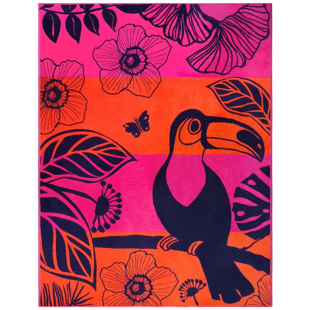 Serviette de plage  éponge Velours  Rose  Tropical Forest 140x180