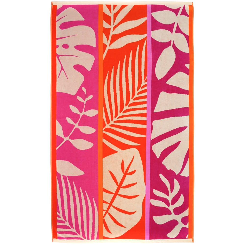 Serviette de plage éponge Velours Jacquard Rose    Chincha 100x175