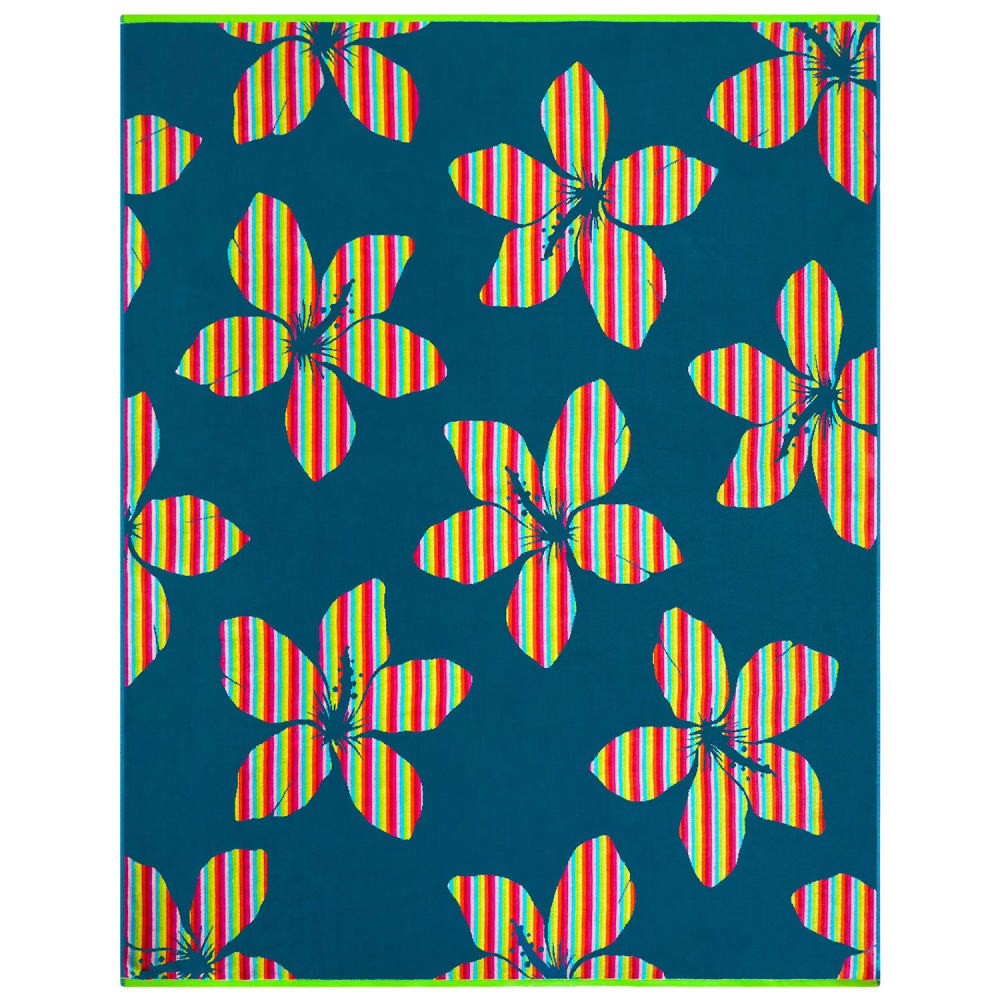 Serviette de plage  éponge Velours Jacquard Bleu    Yakama 140x180