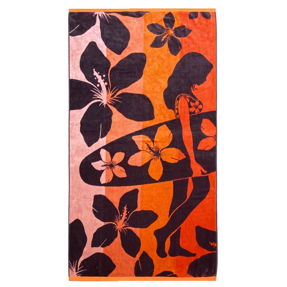 Serviette de plage éponge Velours Jacquard Orange    Moody 90x170
