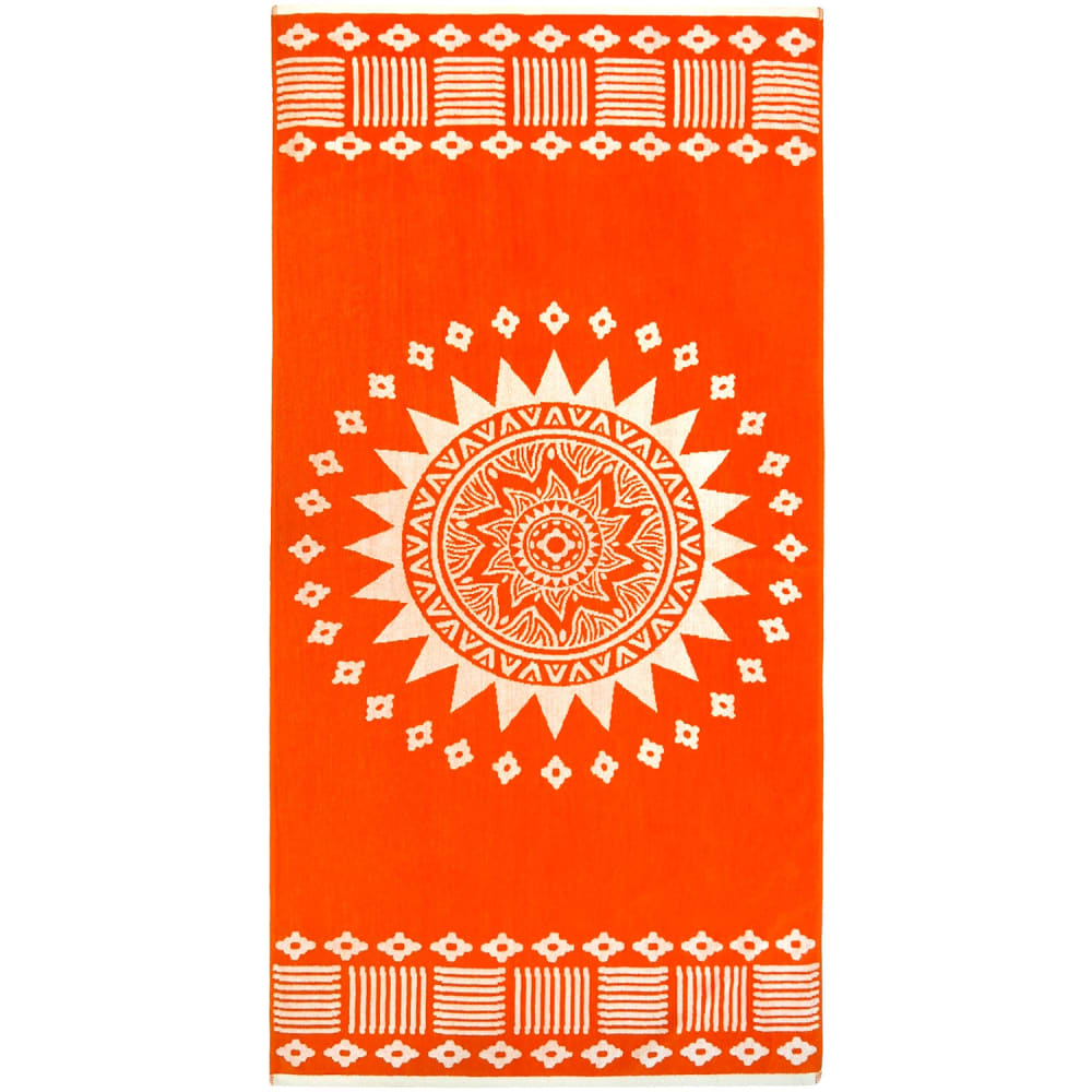 Serviette de plage éponge Velours Jacquard Orange    Oranza 90x170