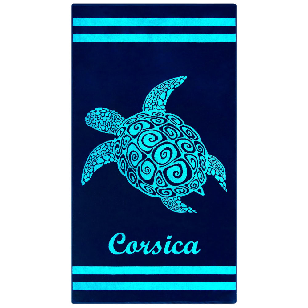 Serviette de plage éponge Velours Jacquard Bleu  Nonza 90x170