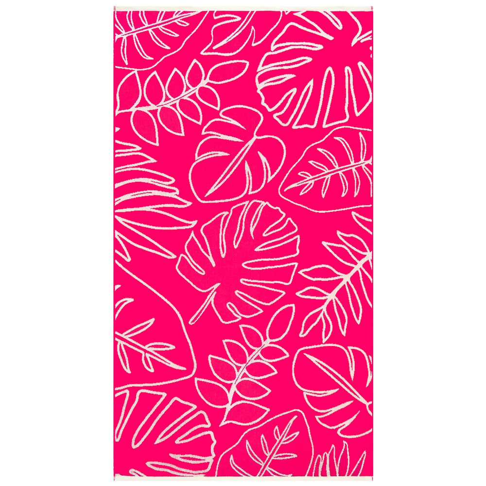 Serviette de plage éponge Velours Jacquard Rose    Colca  90x170