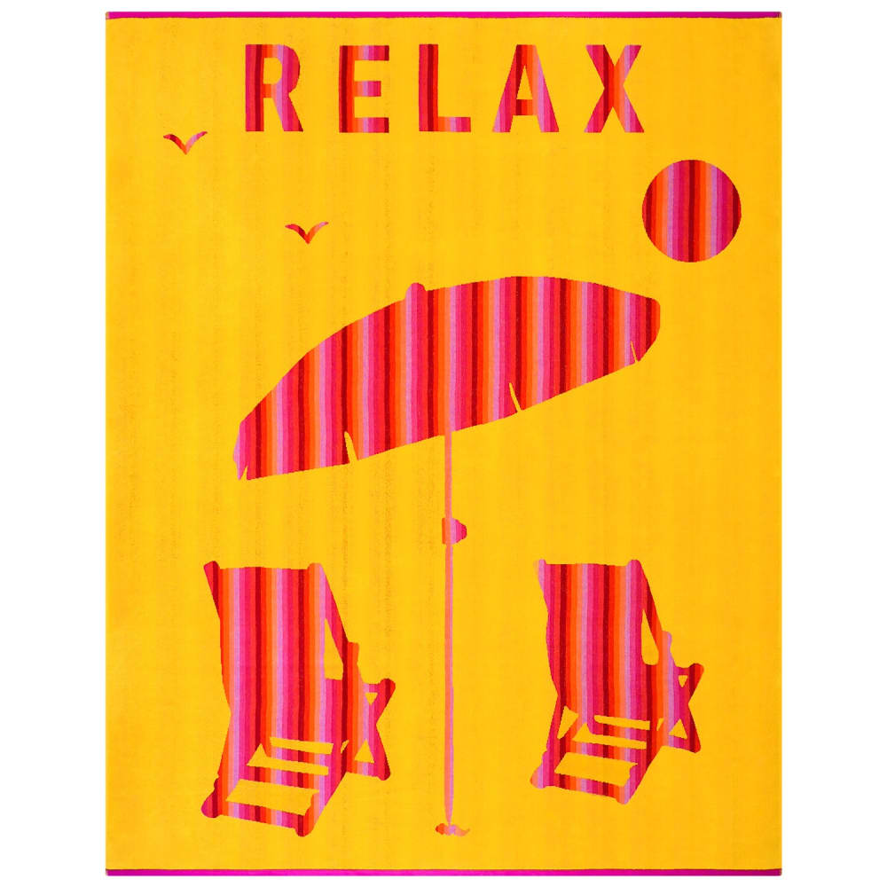 Serviette de plage éponge Velours Jacquard Jaune Malta 140x180