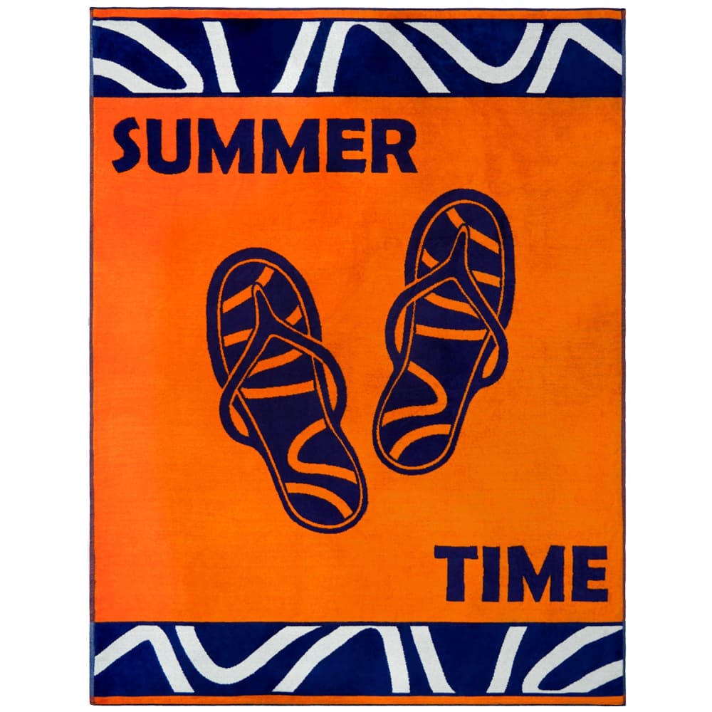 Serviette de plage éponge Velours Jacquard Orange Zamani 140x180