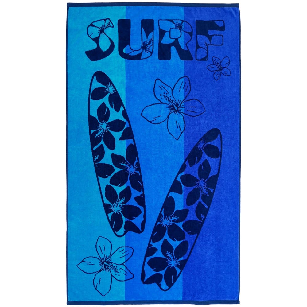 Serviette de plage éponge Velours Jacquard Bleu    Pyrgos 100x175