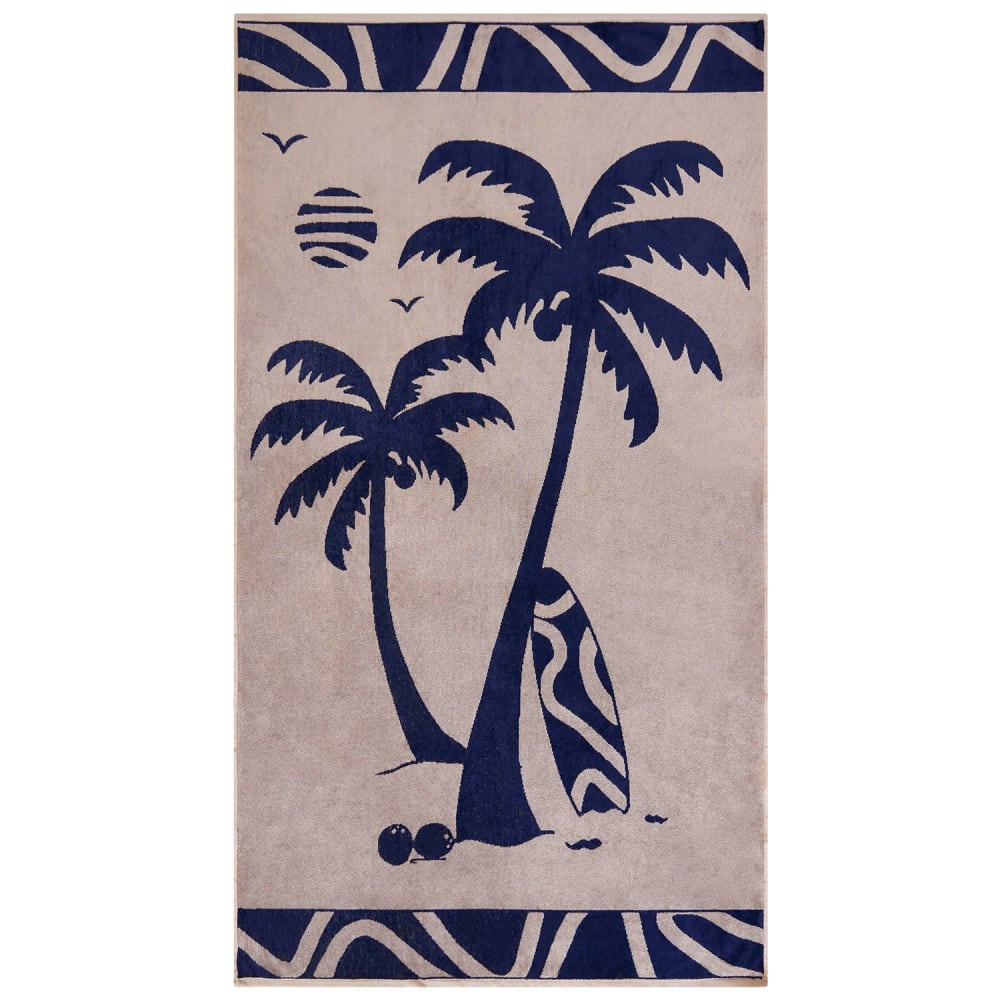 Serviette de plage éponge Velours Jacquard Beige    Likoma 90x170