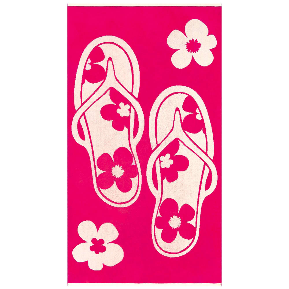 Serviette de plage éponge Velours Jacquard Rose Tunga 90x170