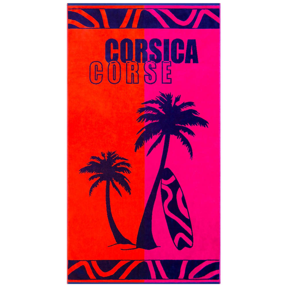 Serviette de plage éponge Velours Jacquard Multicolore   Calvi  90x170