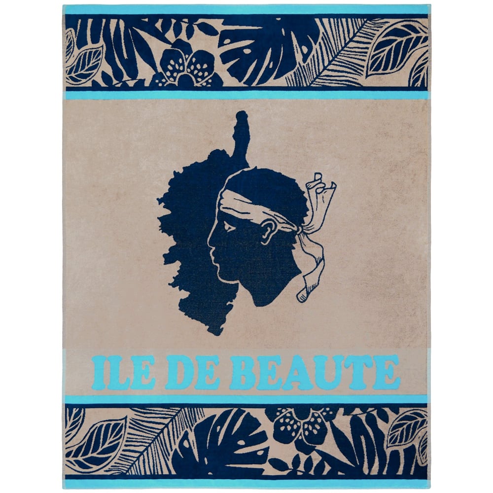 Serviette de plage XL éponge Velours  Taupe CapCorse 140x180