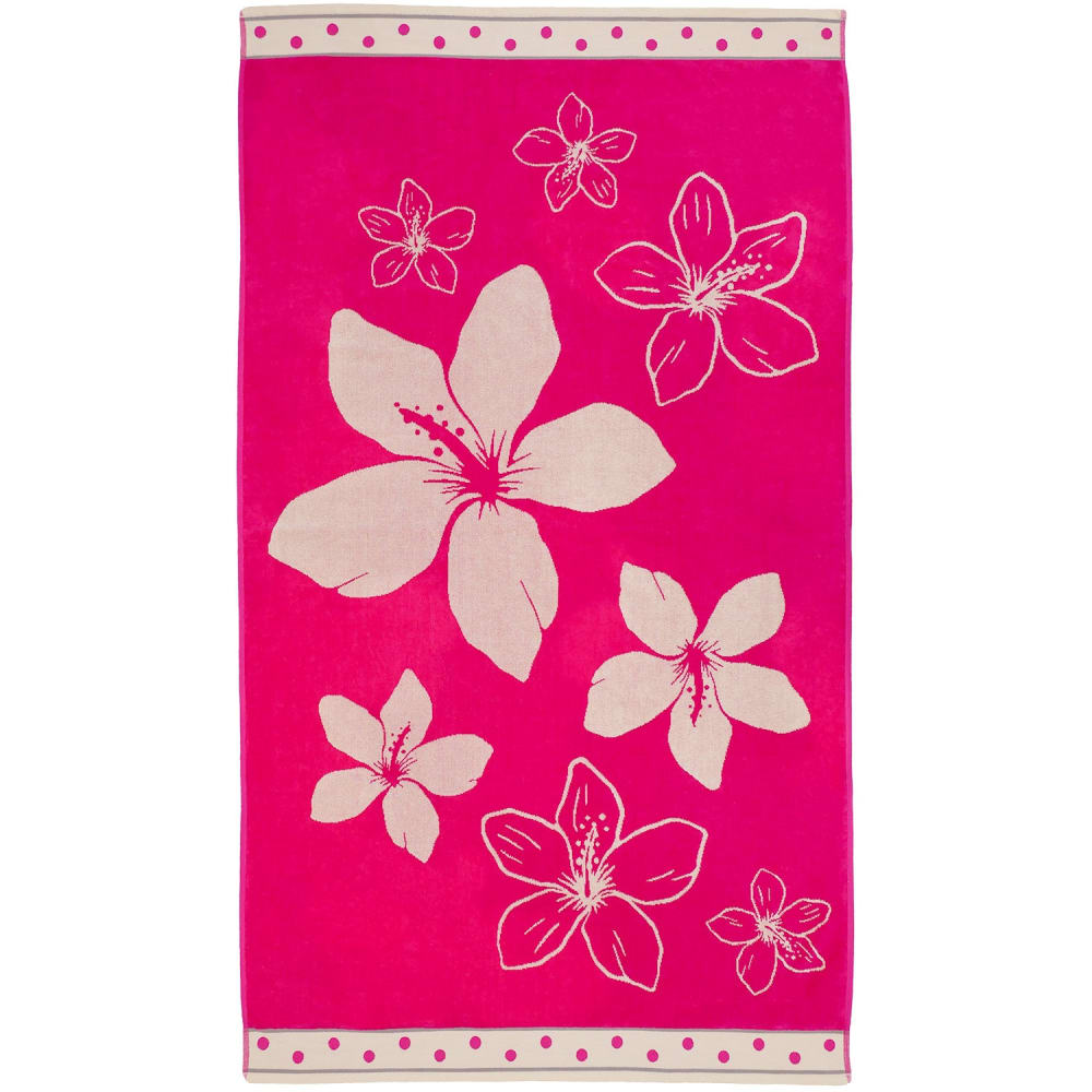Serviette de plage éponge Velours Jacquard Rose Wasaga 100x175