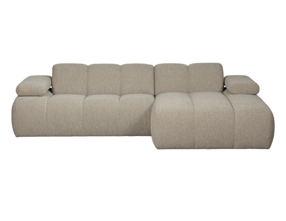 Canapé d'angle en tissu bouclé beige