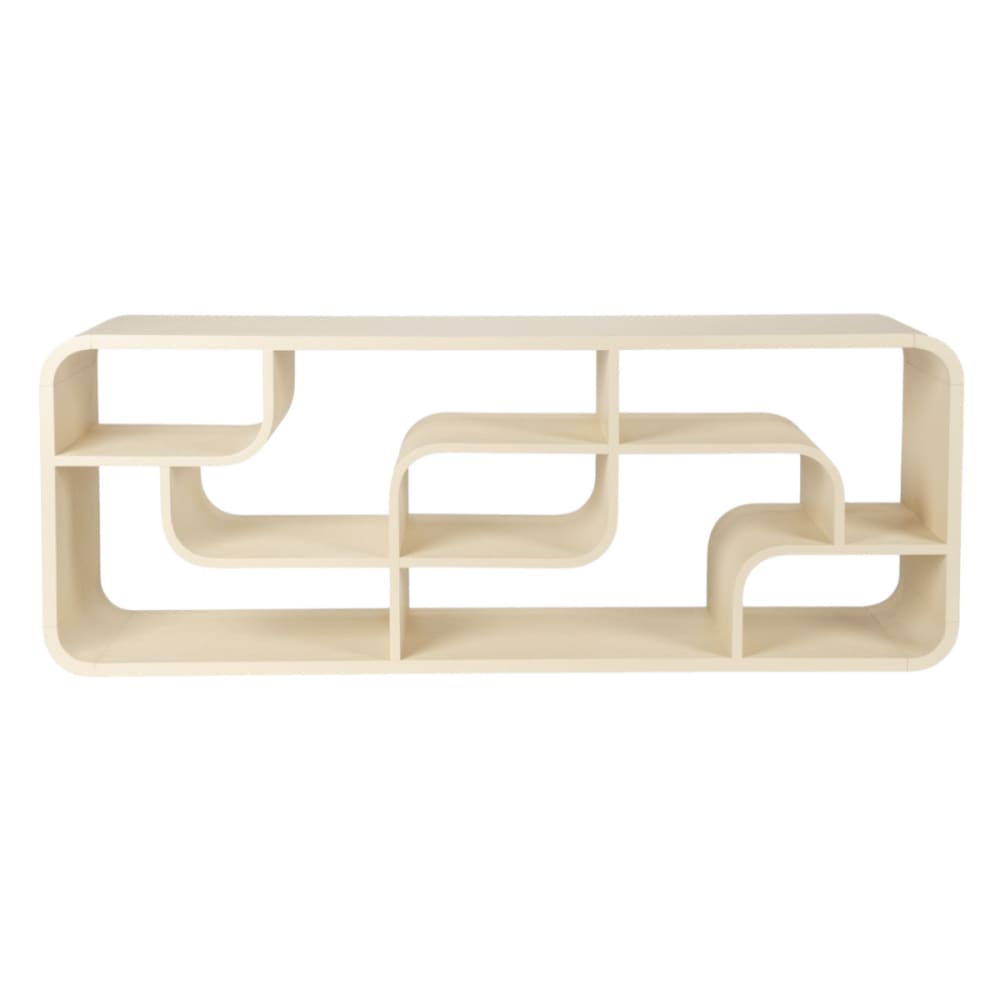 Bibliothèque en placage bois crème avec 7 niches