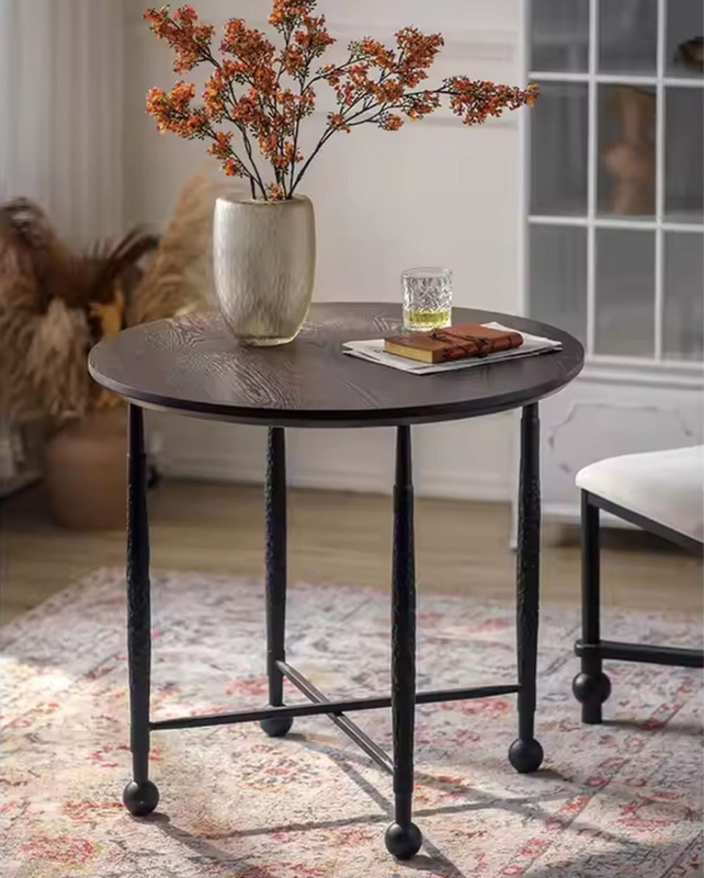 Runder Tisch aus Holz in Schwarz D50 - Maisons Du Monde