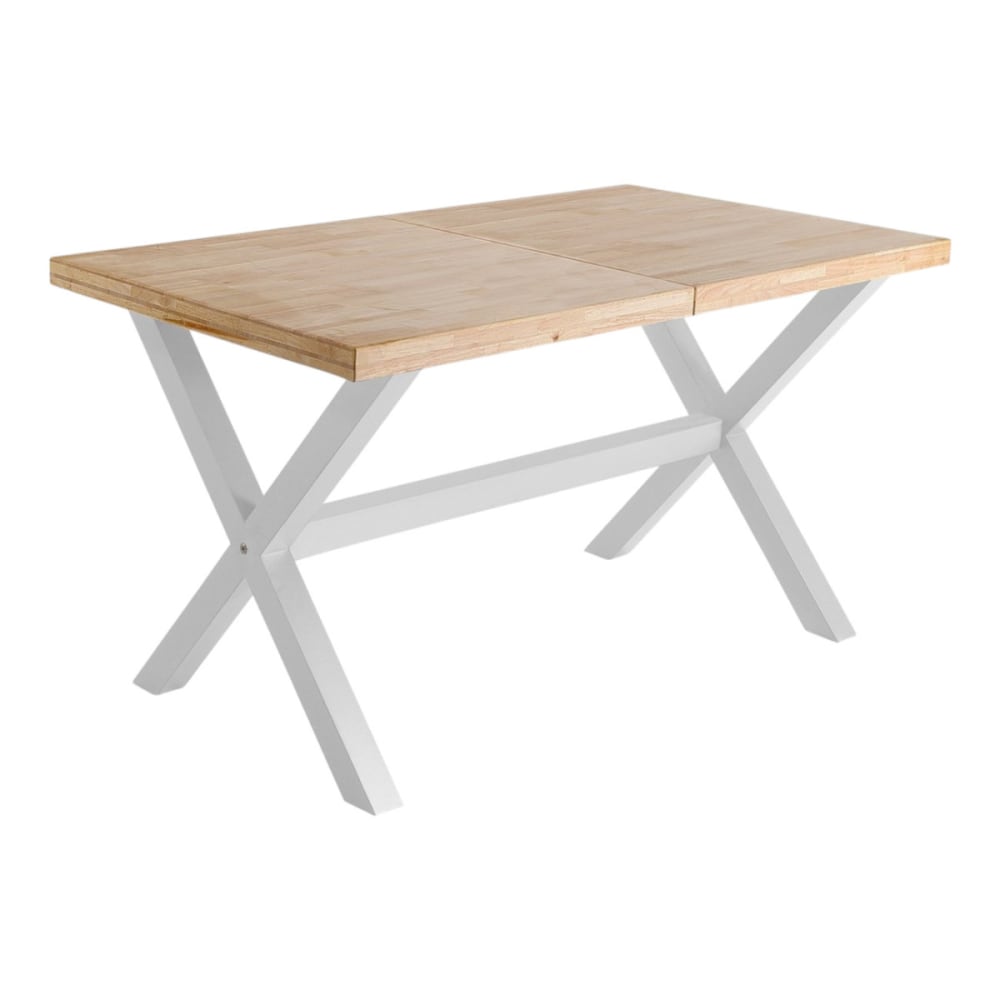 Table repas extensible en bois et acier blanc
