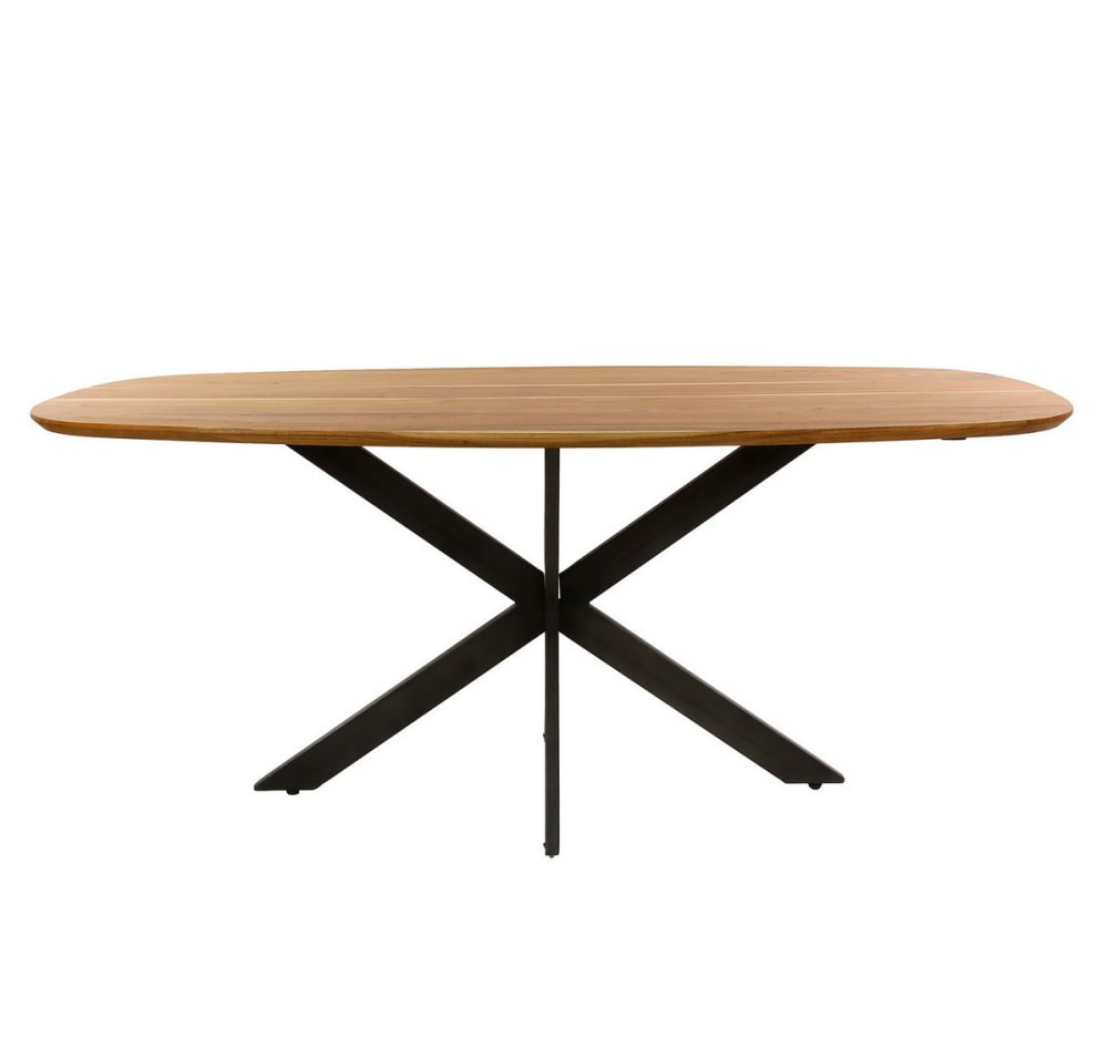 Mathi Design Moderner Esstisch aus Akazienholz mit Stahlbeinen style modern Braun