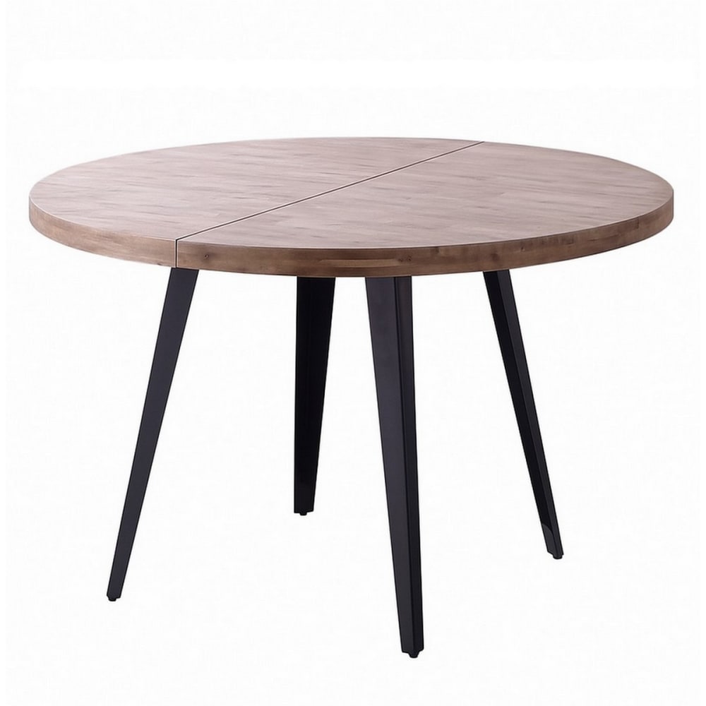 Table ronde extensible bois foncé acier noir D120