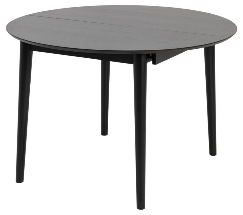 Mathi Design Schwartz Runder Esstisch mit Schmetterlingsauszug D115 style modern Schwarz Holz