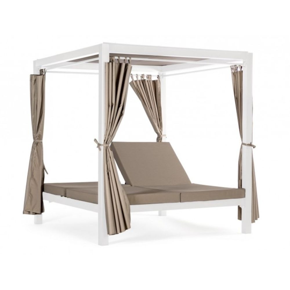 Bain de soleil avec structure en aluminium et fauteuils taupe