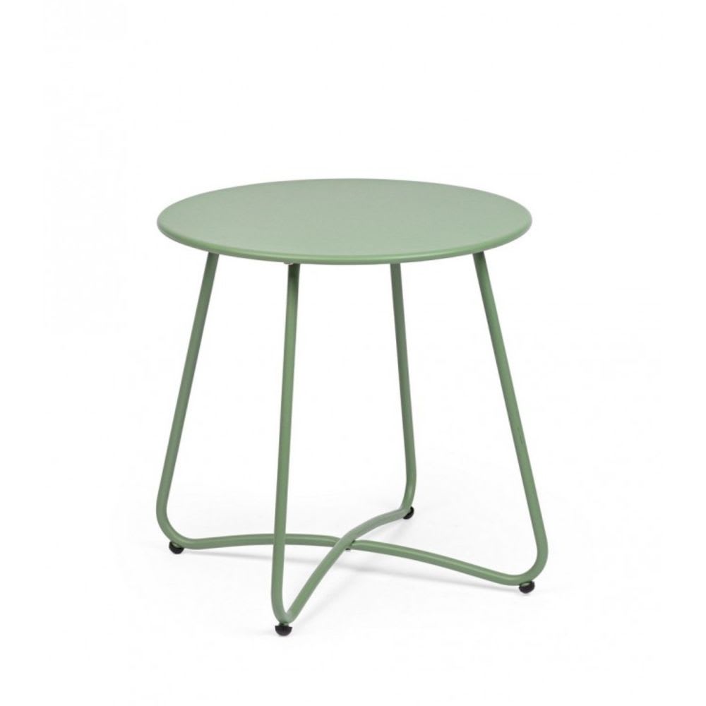 Table basse ronde en acier vert