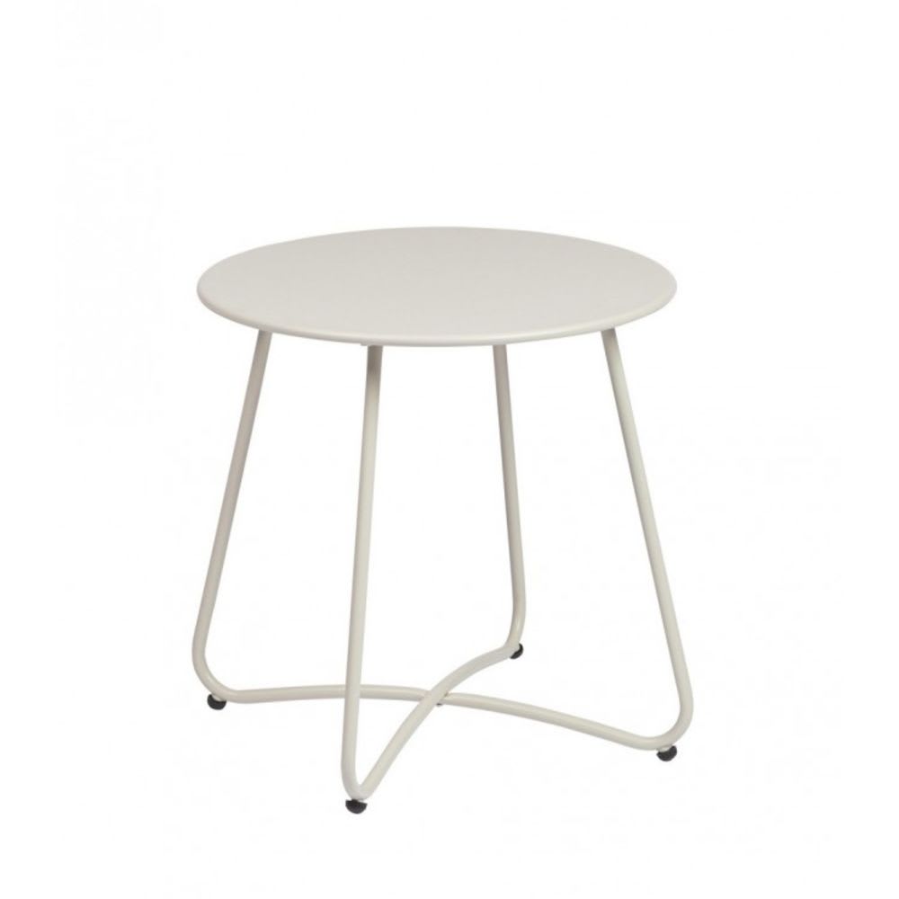 Table basse ronde en acier beige