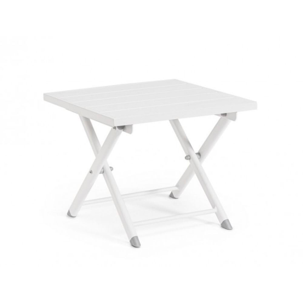 Table basse en aluminium blanc, pliante