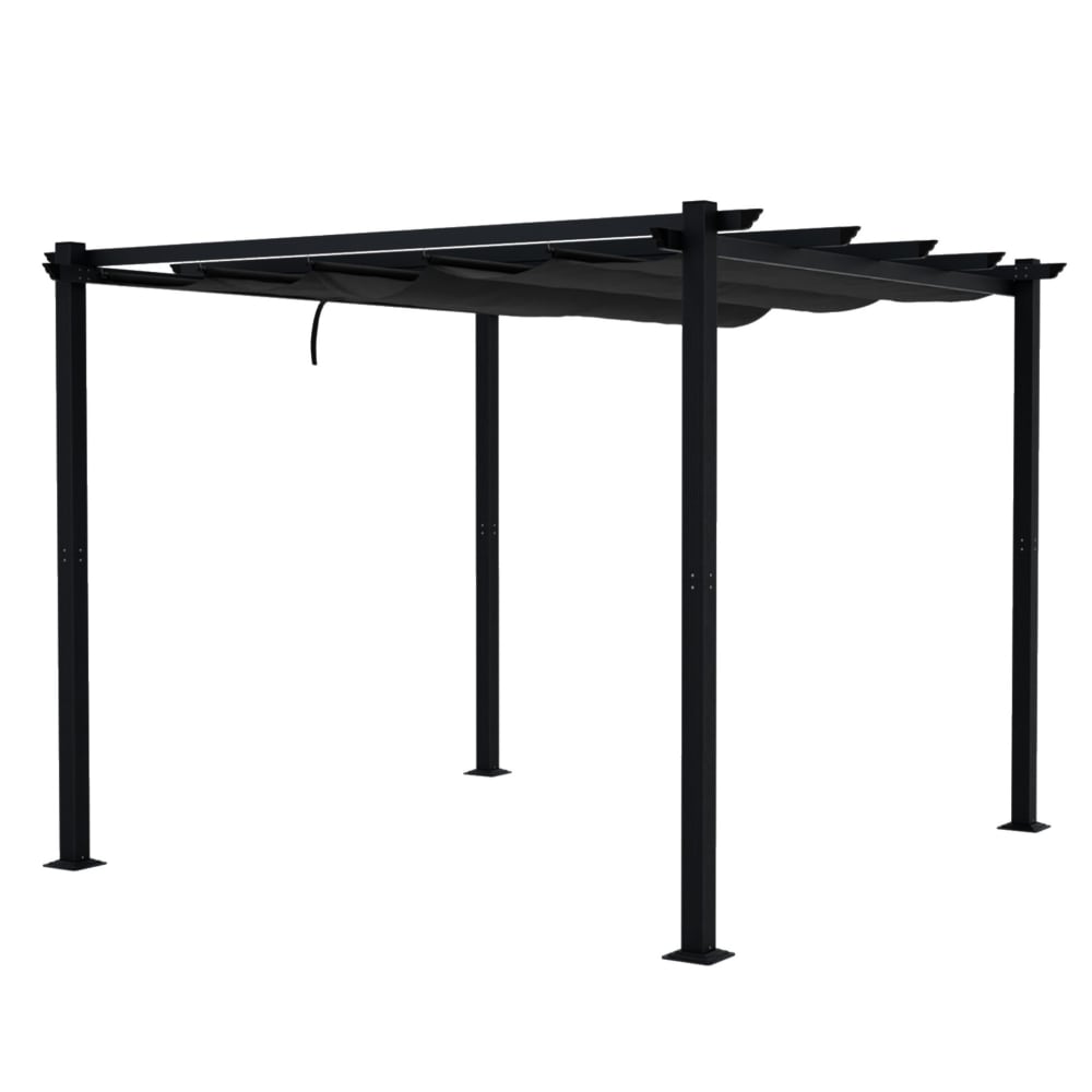 Tonnelle 3x3m avec toile rétractable en aluminium gris