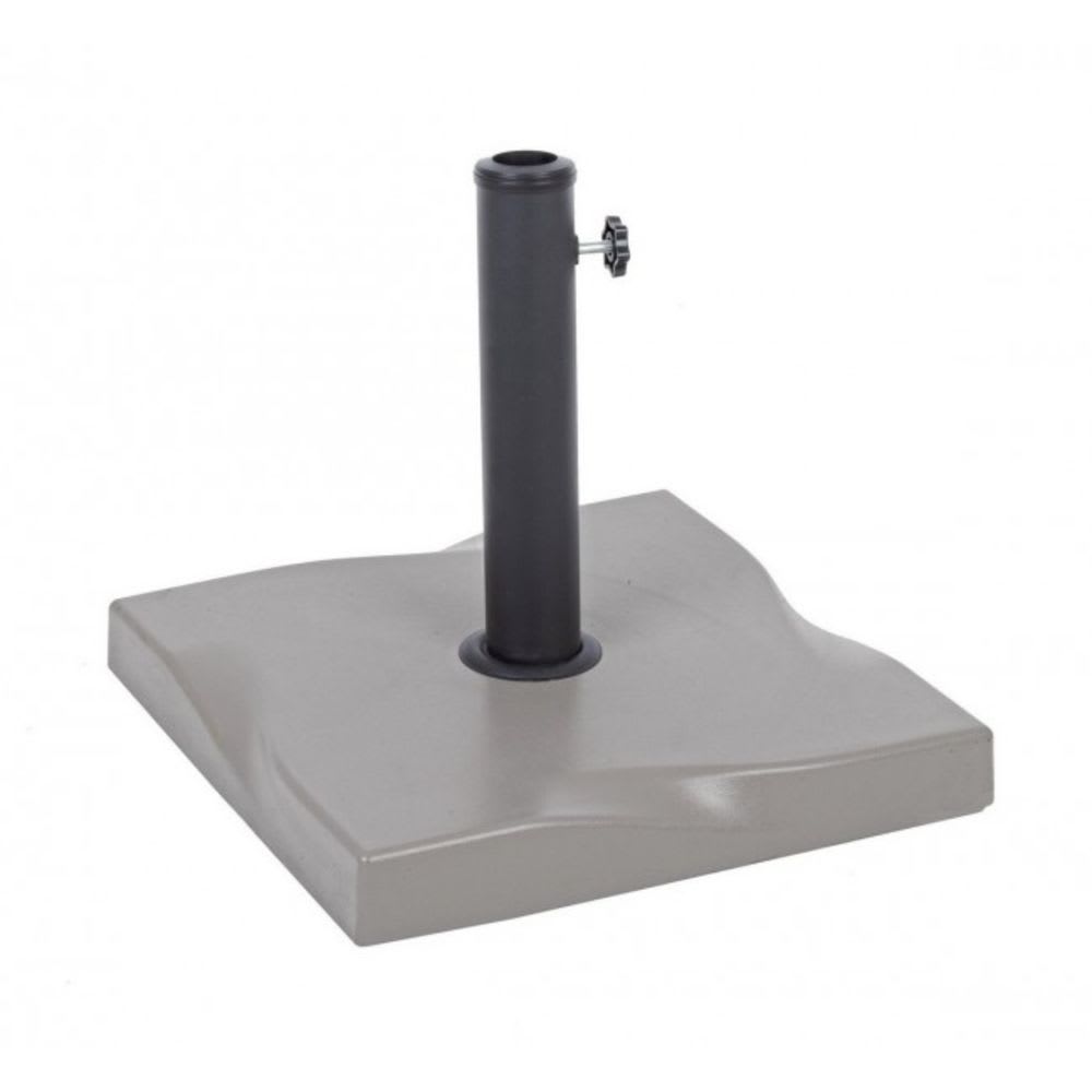 Base carrée pour parasol, en béton, acier et plastique gris