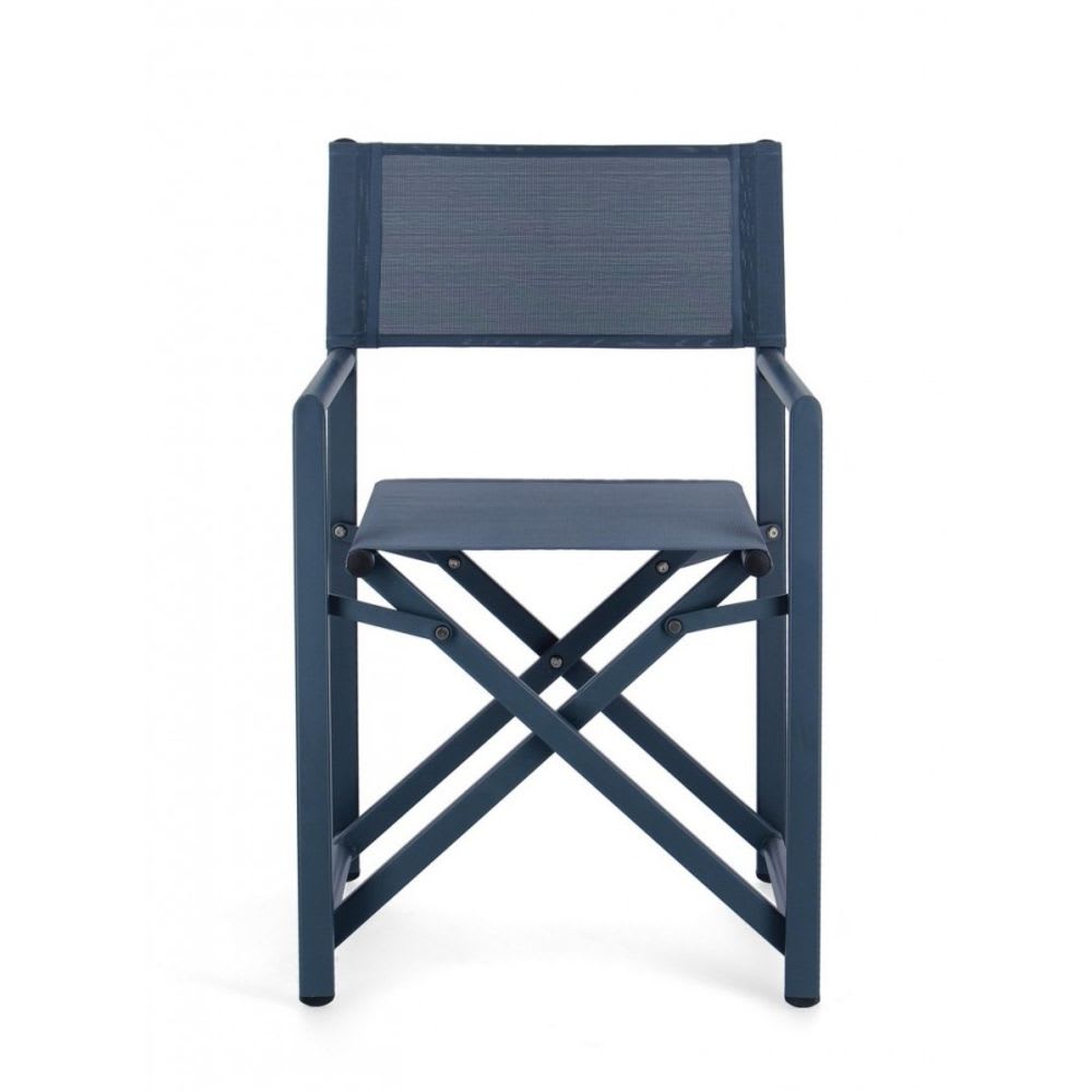 Lot de 4 chaises en aluminium bleu et textilène bleu