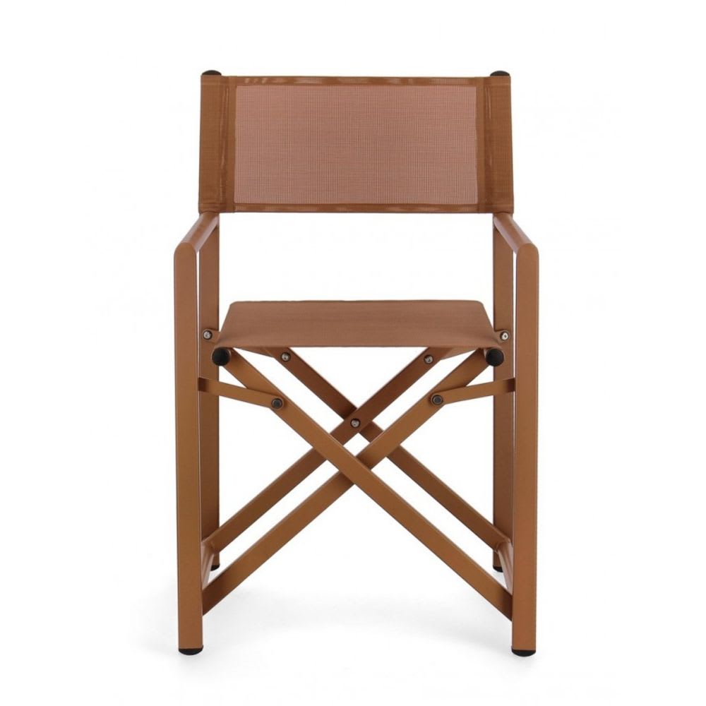 Lot de 2 chaises en aluminium rouille et textilène rouille