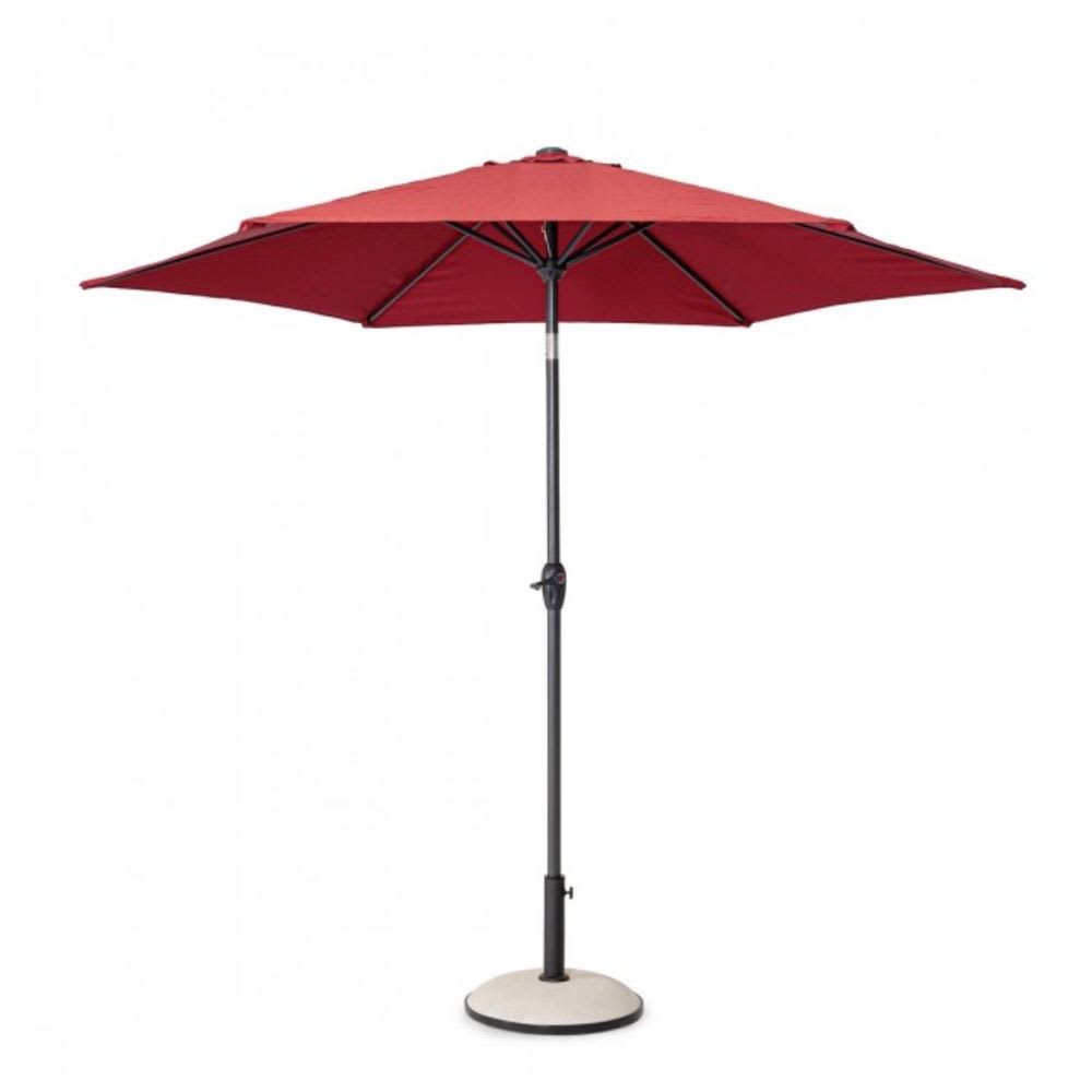 Grand parasol rond avec mât central en aluminium et toile rouge 2,7m