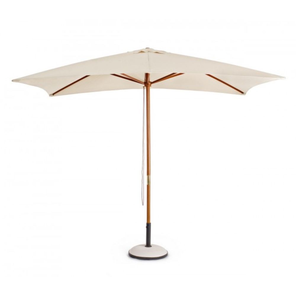 Parasol de jardin en bois et acier, toile beige 2x3