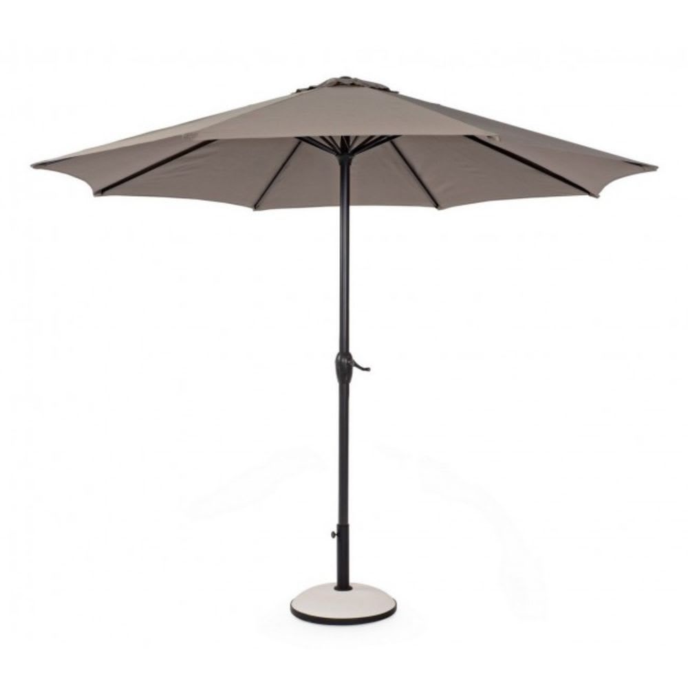 Grand parasol rond avec mât en aluminium, toile gris tourterelle 3m