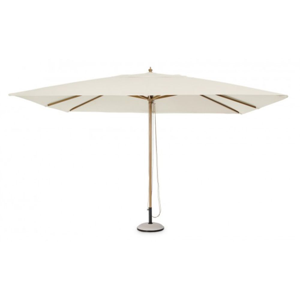 Parasol de jardin en aluminium avec effet bois, toile beige 3x4