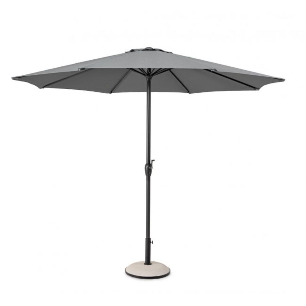 Parasol rond avec mât central en aluminium et toile grise 3m