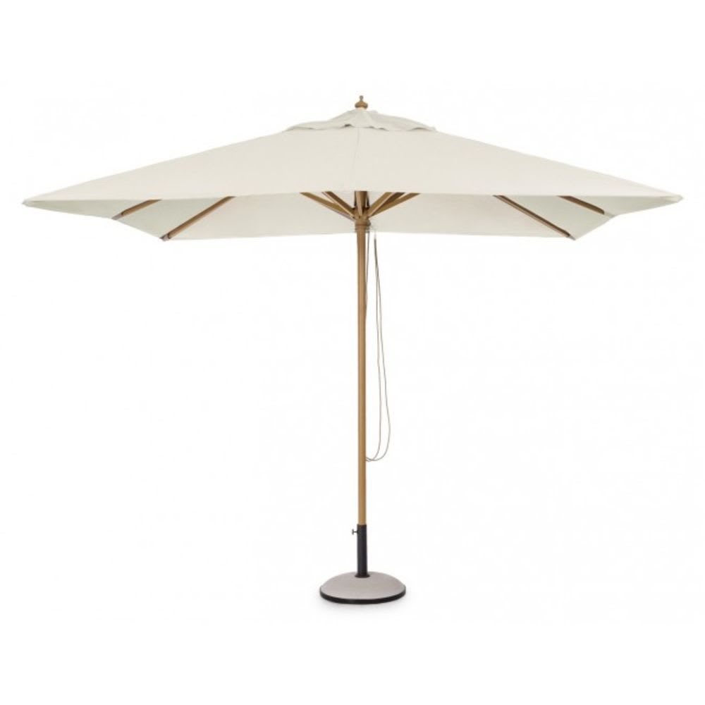 Parasol de jardin en aluminium avec effet bois et toile beige 3x3