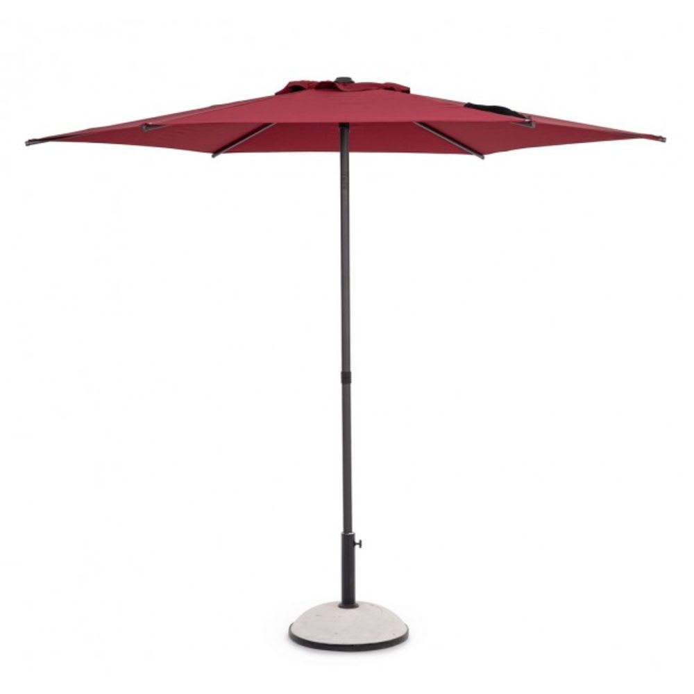 Parasol de jardin avec mât central en acier et toile rouge
