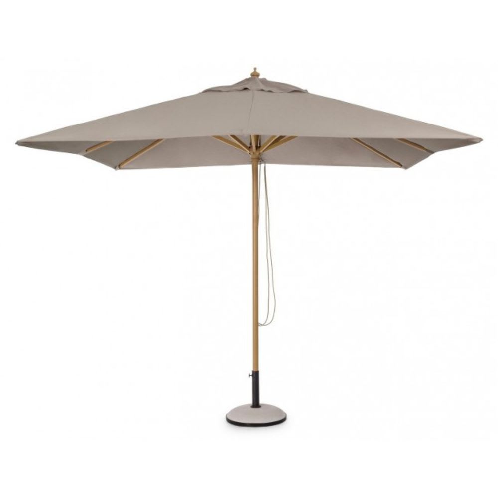 Parasol de jardin en aluminium effet bois, toile tourterelle 3x3