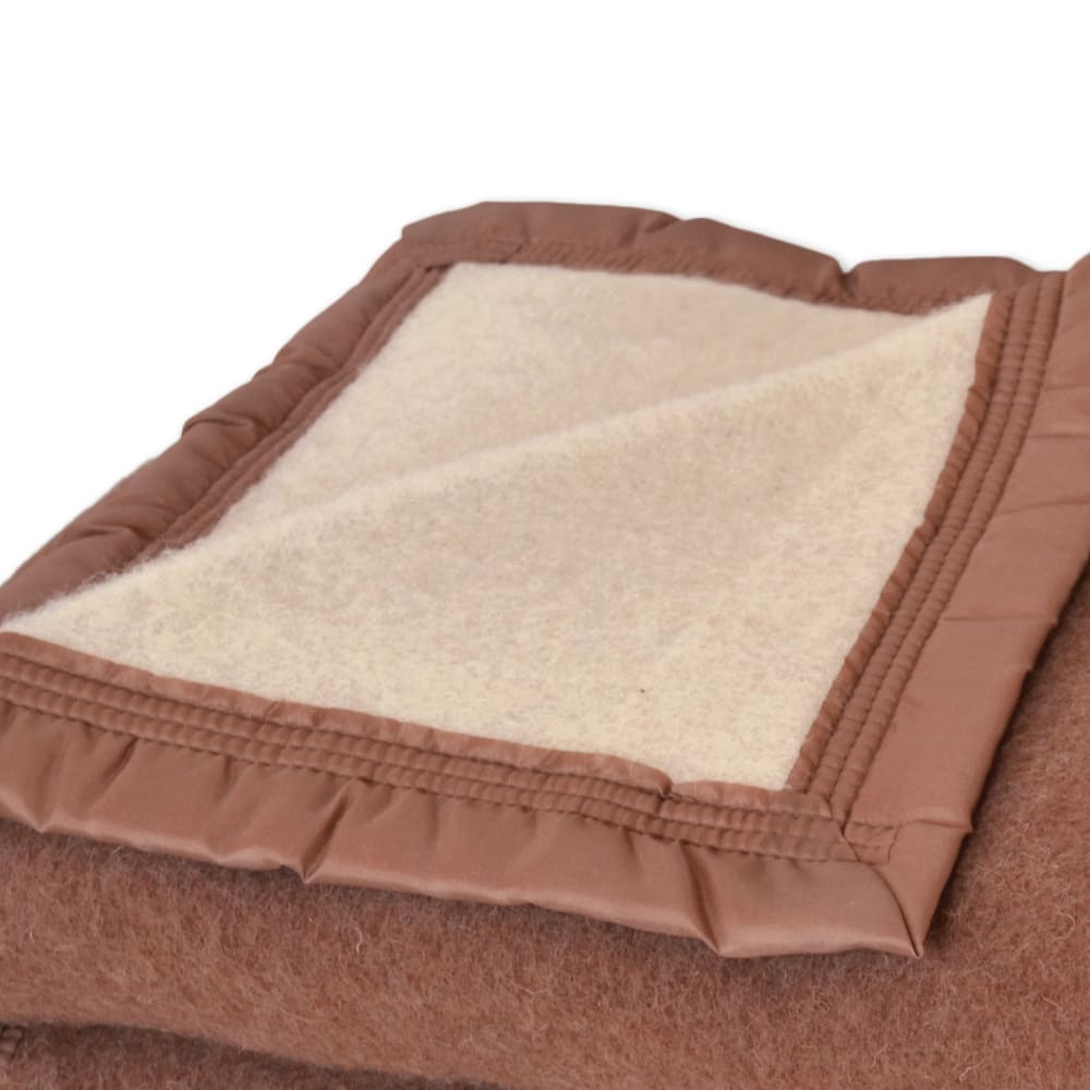 Couverture en 100% pure laine vierge 500g/m² beige chamois 240x260 cm - Maisons du Monde