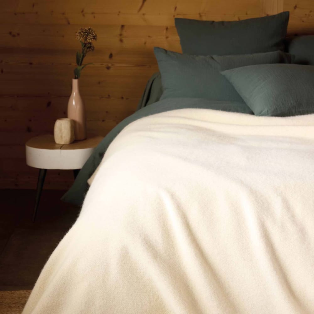 Couverture pure laine naturel 220x240 cm