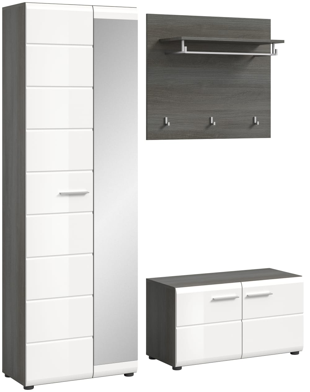 Garderobenkombination Aus Spanplatte, 155X192X37 Cm, Rauchsilber