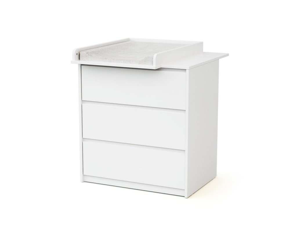 Commode 3 tiroirs avec plan à langer en bois 50 cm - Blanc