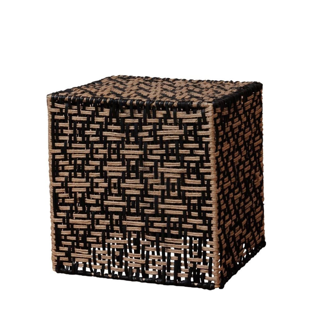 Lampe à poser en jute clair et noir