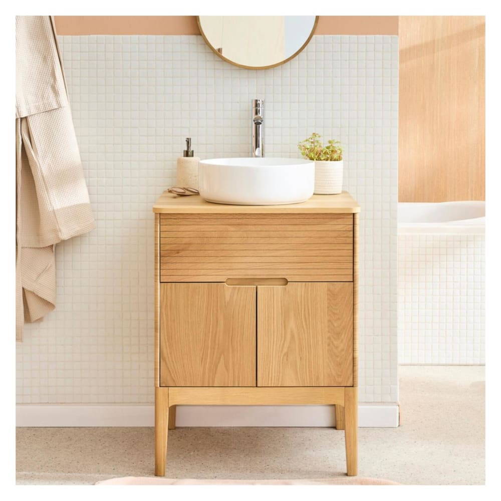 Ensemble meuble simple vasque  60cm + vasque + robinet