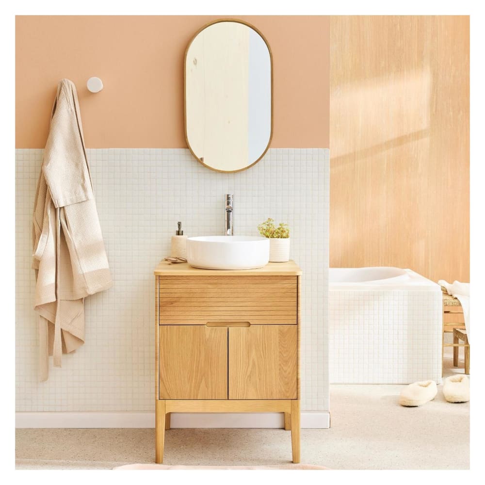 Ensemble meuble simple vasque  60cm + vasque + robinet + miroir